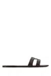 Saint Laurent Brown Solid Slides In Brown