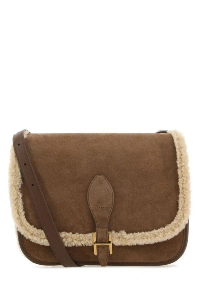 Saint Laurent Women Brown Suede Crossbody Bag