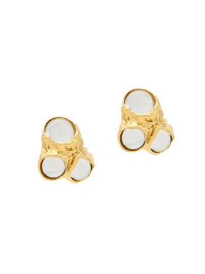 Saint Laurent Women's Bubble Cabochon Earrings In Resin And Metal In Gold