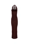 Saint Laurent Hood Detail Viscose Long Dress In Red