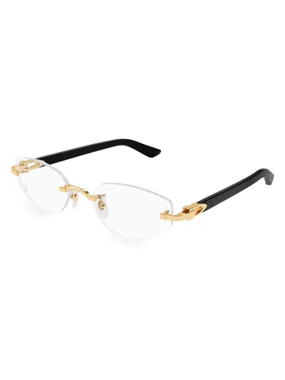 Saint Laurent Women's C Décor 55mm 24k-gold-plated Cat-eye Optical Glasses