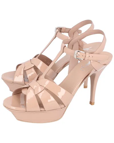 Pre-owned Saint Laurent Women's Calfskin Leather Tribute Platform Sandal (authentic Pre-  Loved)