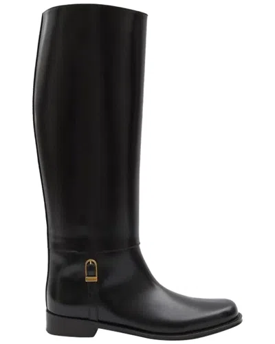 Saint Laurent Women's Calfskin Smooth Leather Boots Aaehr (authentic Pre-  Loved) In Black