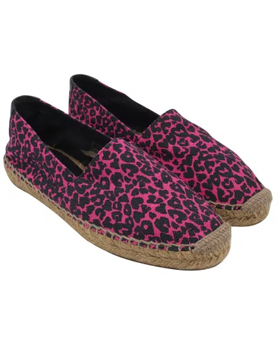 Pre-owned Saint Laurent Women's Canvas Animal Print Signature Espadrille (authentic Pre-loved) In Purple