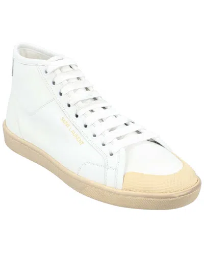 Pre-owned Saint Laurent Women's Canvas Court Classic Sl-39 Mid Sneaker, Never Worn  (authentic Pre-loved) In White