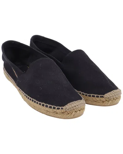 Saint Laurent Women's Canvas Logo-embroidered Espadrille (authentic Pre-loved) In Black