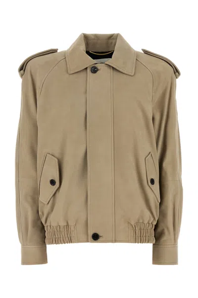 SAINT LAURENT SAINT LAURENT WOMEN CAPPUCCINO LEATHER JACKET