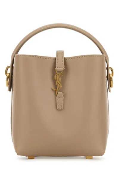 Saint Laurent Women Cappuccino Leather Mini Le 37 Bucket Bag