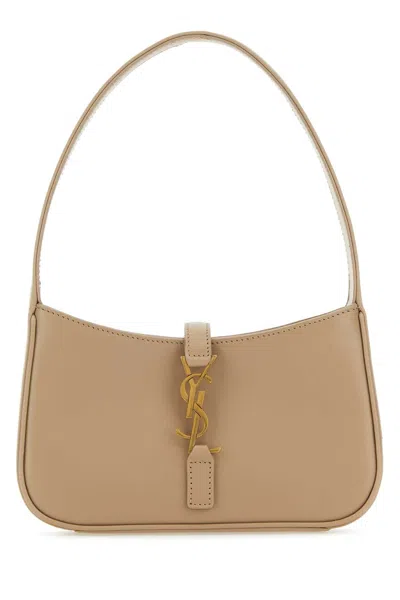 Saint Laurent Women Cappuccino Leather Mini Le 5 Ã 7 Handbag In Brown