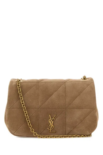 Saint Laurent Women Cappuccino Suede Mini Jamie 4.3 Shoulder Bag In Brown