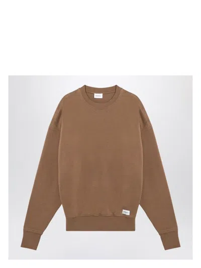 SAINT LAURENT WOMEN'S CARAMEL COLOURED PLUSH COTTON SWEATSHIRT