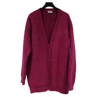 Pre-owned Saint Laurent Women Cardigan Size Xl Purple Wool Mohair Poly Blend Sweater