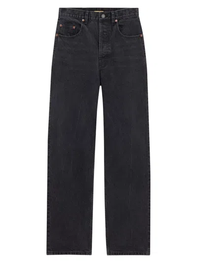 Saint Laurent Carrot-fit Jeans With A Washed Effect In Black