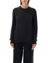Saint Laurent Cashmere Silk Blend Crewneck Sweater In Carbon Grey
