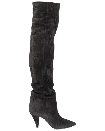 Saint Laurent Women's Cashmere Era 85 Over-the-knee Boot In Black
