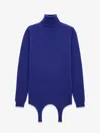 Saint Laurent Women Cashmere Sweater With Garter Detail In Blue