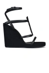 Saint Laurent Cassandra 110mm Wedge Sandals In Black