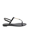 Saint Laurent Women Cassandra Flat Sandals With Golden Monogram
