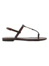 Saint Laurent Women's Cassandra Flats Sandals In Macadamia
