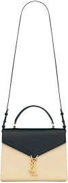Saint Laurent Cassandra Two-tone Tote Bag In Nero,burro