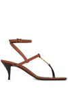 Saint Laurent Women's Cassandra Sandals In Smooth Leather In Brown