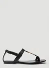 Saint Laurent Cassandra Logo Leather Sandals In Black
