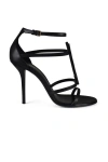 Saint Laurent Cassandra Logo-embellished Patent-leather Sandals In Black