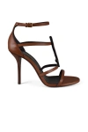 Saint Laurent Cassandra 100 Leather Sandal In Brown