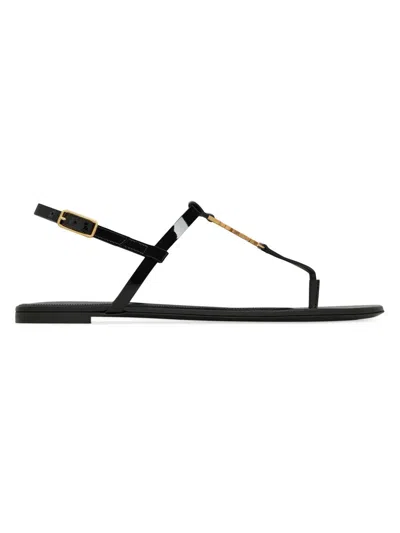 Saint Laurent Women's Cassandra Sandals In Patent Leather In Black