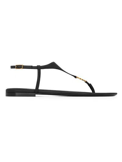 Saint Laurent Women's Cassandra Sandals In Smooth Leather In Black