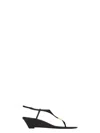 Saint Laurent Cassandre Wedge Leather Thong Sandal