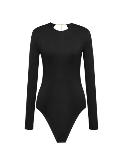 Saint Laurent Women's Cassandre Backless Bodysuit In Jersey In Black
