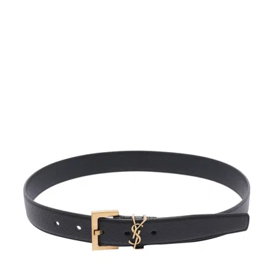 Saint Laurent Women Cassandre Belt With Square Buckle