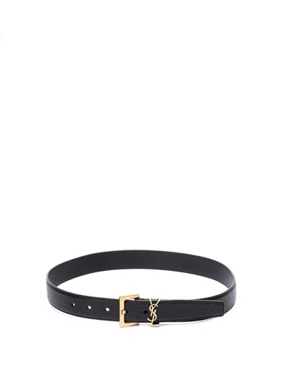 Saint Laurent Women `cassandre` Belt With Square Buckle