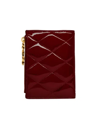 Saint Laurent Women's Cassandre Bijou Bi Fold Wallet In Patent Leather In Red