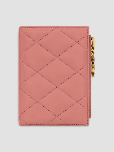 Saint Laurent Women's Cassandre Bijou Bi-fold Wallet In Tulip Pink