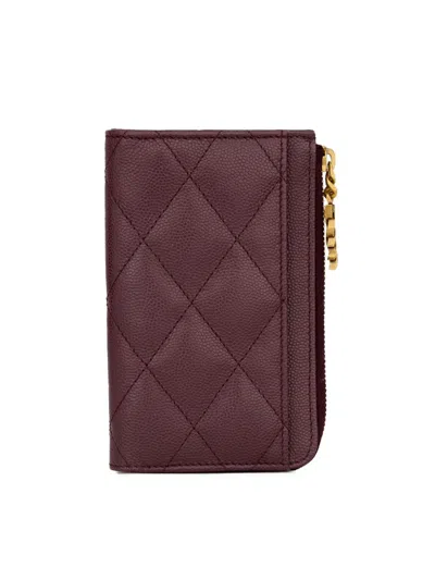 Saint Laurent Women's Cassandre Bijou Zip Card Case In Grain De Poudre Leather