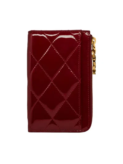 Saint Laurent Women's Cassandre Bijou Zip Card Case In Patent Leather In Red