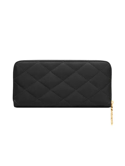 Saint Laurent Women's Cassandre Bijou Zip Wallet In Grain De Poudre Leather In Black
