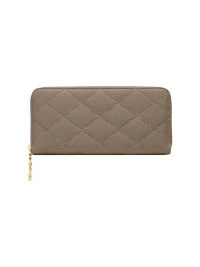 Saint Laurent Women's Cassandre Bijou Zip Wallet In Grain De Poudre Leather In Brown