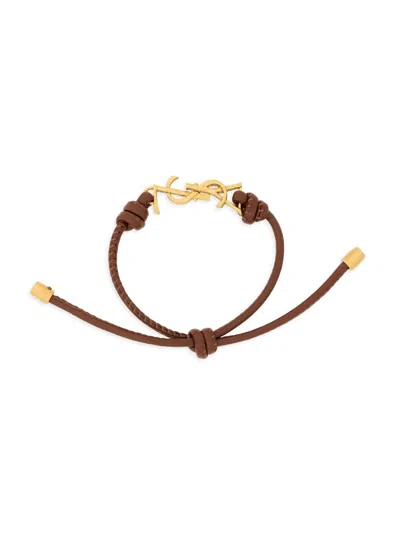 Saint Laurent Women's Cassandre Cord Bracelet In Leather In Brown