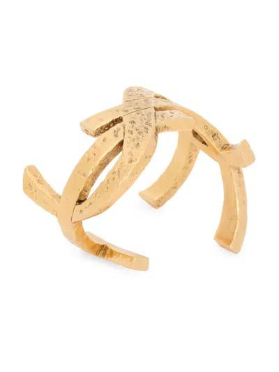 Saint Laurent Women's Cassandre Cuff In Metal In Neutral