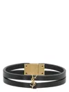 Saint Laurent Cassandre Double-row Leather Bracelet In Nero