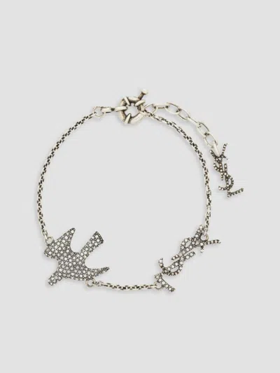 Saint Laurent Women's Cassandre Dove Bracelet In Zircon In Metallic