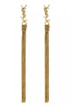 Saint Laurent Cassandre Tassel Pendant Earrings In Gold