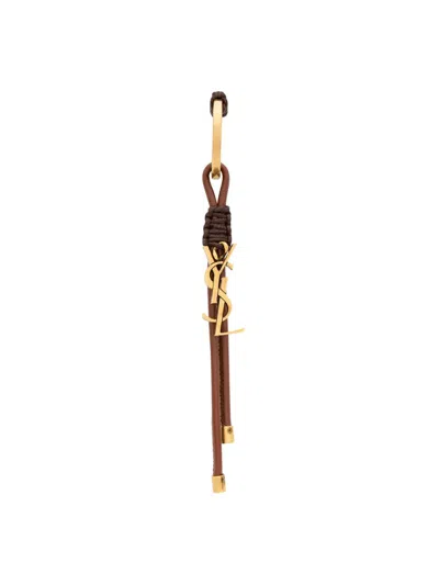 Saint Laurent Women's Cassandre Keyring In Lambskin In Brown