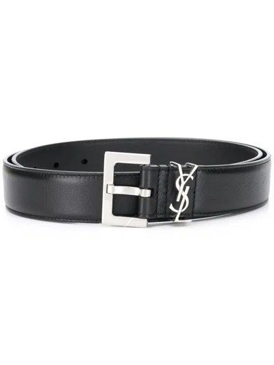 Saint Laurent Women Cassandre Leather Belt