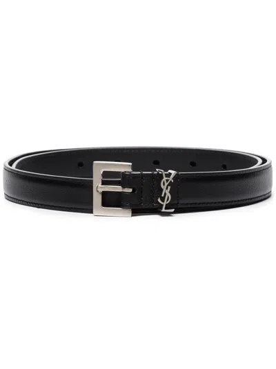 Saint Laurent Women Cassandre Leather Belt
