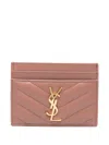 Saint Laurent Women Cassandre Leather Card Case In Multicolor