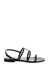 Saint Laurent Cassandre Leather Sandals In Black